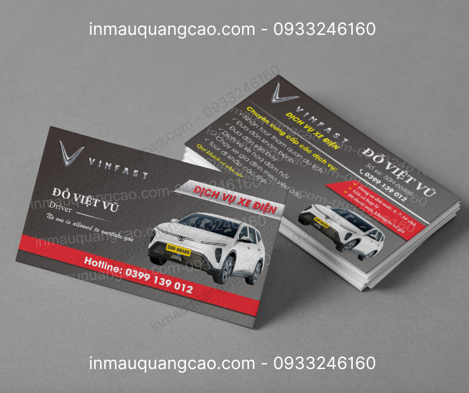 Mẫu card visit danh thiếp xe dịch vụ Vinfast
